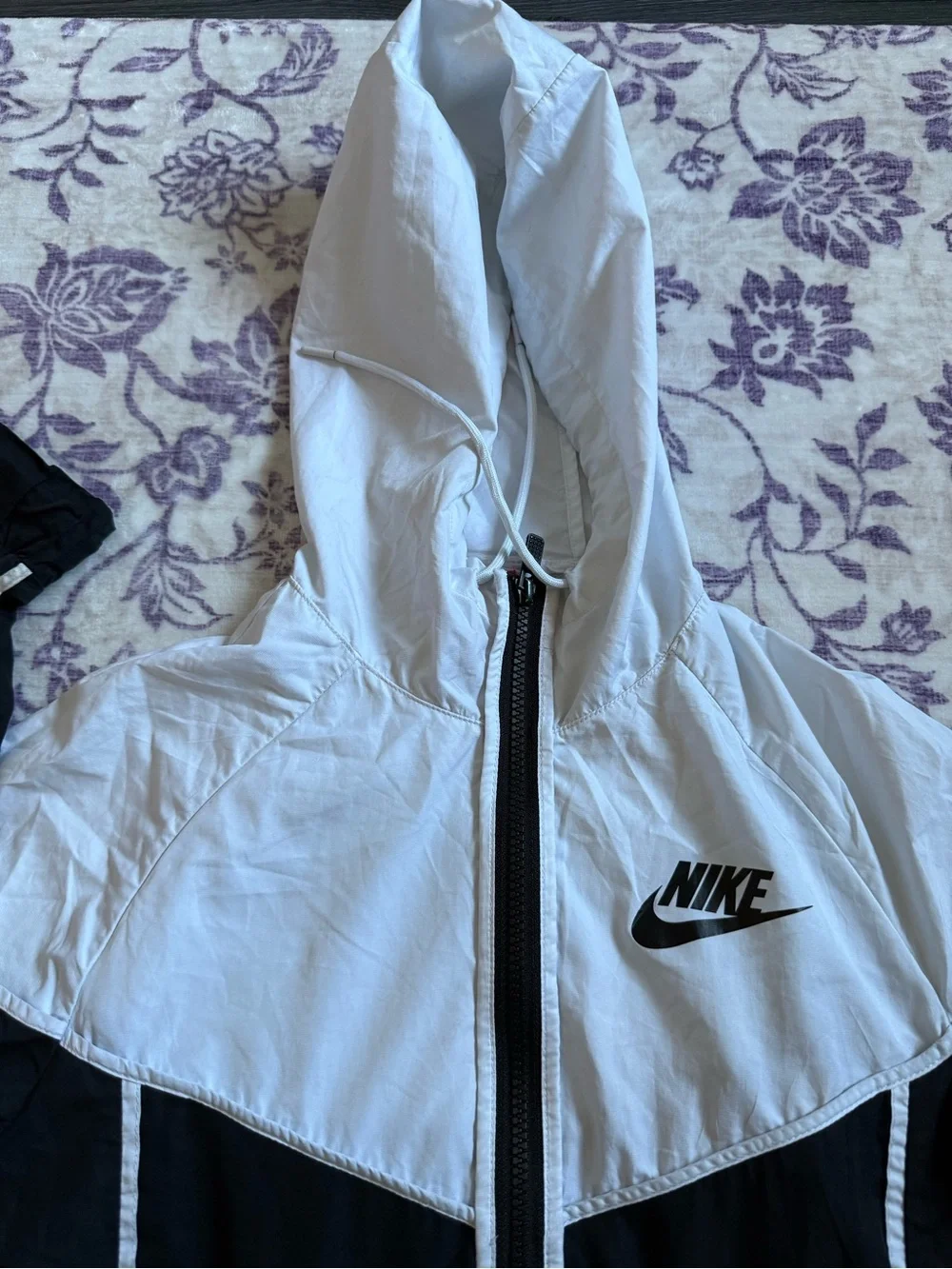 Nike Black and White Hooded Windbreaker